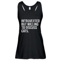 Introverted But Willing To Discuss Cats Introverts Ladies Essential Flowy Tank