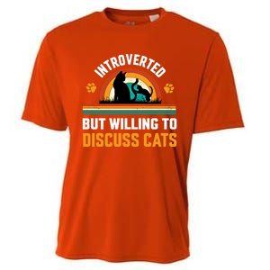 Introverted But Willing To Discuss Mommy Cat Gift Cooling Performance Crew T-Shirt