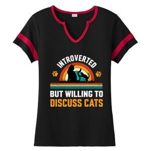 Introverted But Willing To Discuss Mommy Cat Gift Ladies Halftime Notch Neck Tee