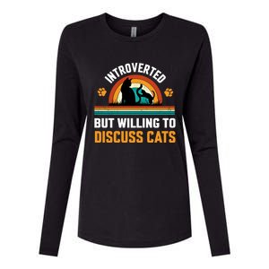 Introverted But Willing To Discuss Mommy Cat Gift Womens Cotton Relaxed Long Sleeve T-Shirt