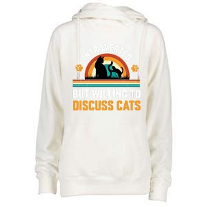 Introverted But Willing To Discuss Mommy Cat Gift Womens Funnel Neck Pullover Hood