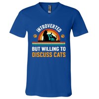 Introverted But Willing To Discuss Mommy Cat Gift V-Neck T-Shirt