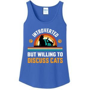 Introverted But Willing To Discuss Mommy Cat Gift Ladies Essential Tank