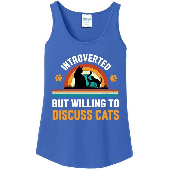 Introverted But Willing To Discuss Mommy Cat Gift Ladies Essential Tank