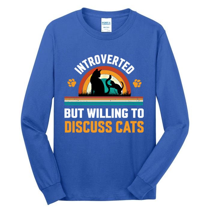 Introverted But Willing To Discuss Mommy Cat Gift Tall Long Sleeve T-Shirt