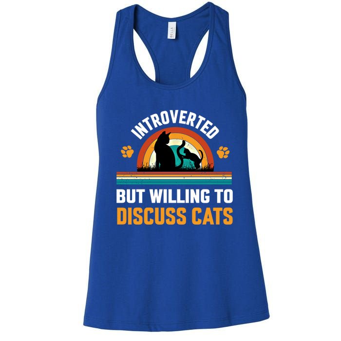 Introverted But Willing To Discuss Mommy Cat Gift Women's Racerback Tank