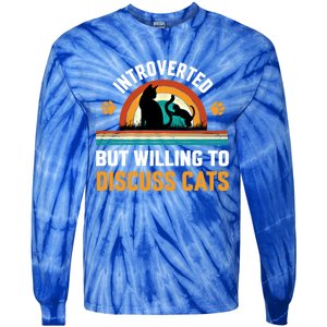 Introverted But Willing To Discuss Mommy Cat Gift Tie-Dye Long Sleeve Shirt