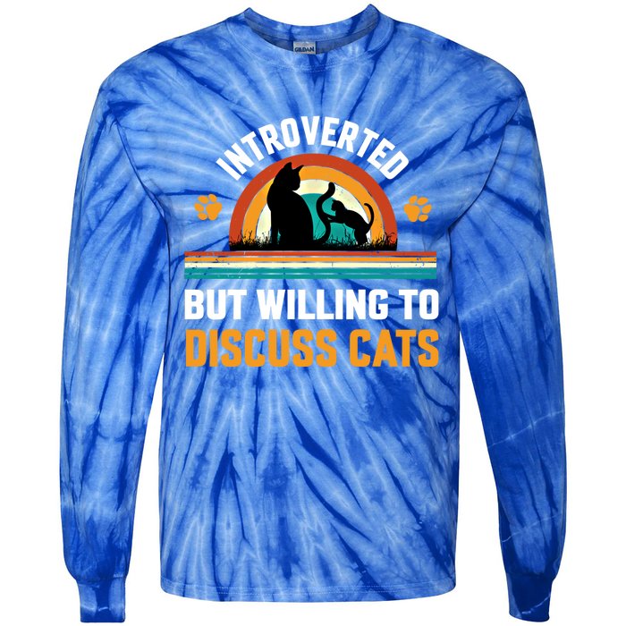 Introverted But Willing To Discuss Mommy Cat Gift Tie-Dye Long Sleeve Shirt