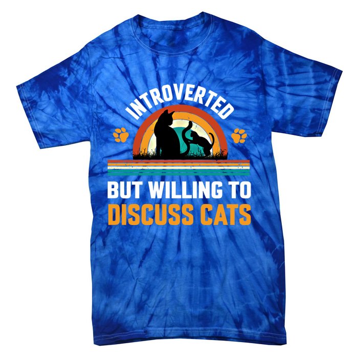 Introverted But Willing To Discuss Mommy Cat Gift Tie-Dye T-Shirt