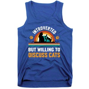 Introverted But Willing To Discuss Mommy Cat Gift Tank Top