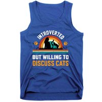 Introverted But Willing To Discuss Mommy Cat Gift Tank Top