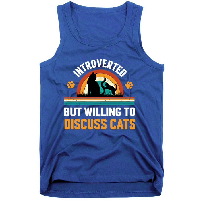 Introverted But Willing To Discuss Mommy Cat Gift Tank Top