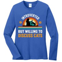 Introverted But Willing To Discuss Mommy Cat Gift Ladies Long Sleeve Shirt