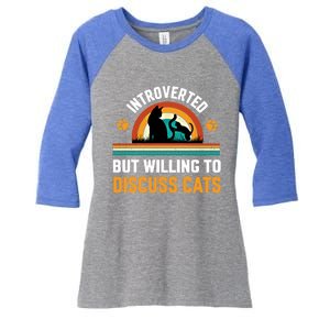 Introverted But Willing To Discuss Mommy Cat Gift Women's Tri-Blend 3/4-Sleeve Raglan Shirt