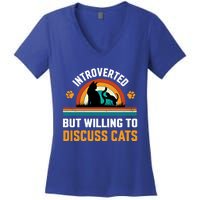 Introverted But Willing To Discuss Mommy Cat Gift Women's V-Neck T-Shirt