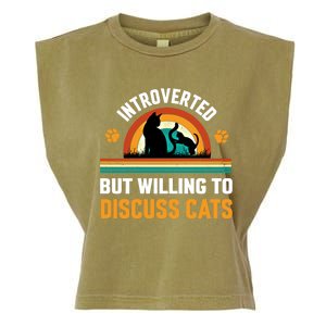 Introverted But Willing To Discuss Mommy Cat Gift Garment-Dyed Women's Muscle Tee