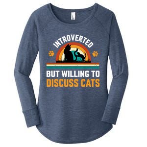 Introverted But Willing To Discuss Mommy Cat Gift Women's Perfect Tri Tunic Long Sleeve Shirt