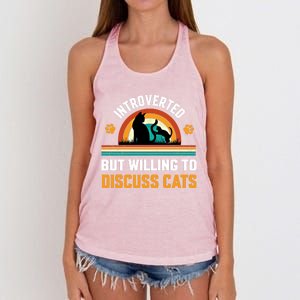 Introverted But Willing To Discuss Mommy Cat Gift Women's Knotted Racerback Tank