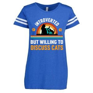 Introverted But Willing To Discuss Mommy Cat Gift Enza Ladies Jersey Football T-Shirt