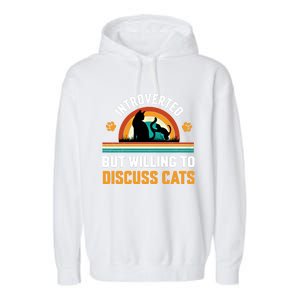 Introverted But Willing To Discuss Mommy Cat Gift Garment-Dyed Fleece Hoodie