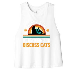 Introverted But Willing To Discuss Mommy Cat Gift Women's Racerback Cropped Tank