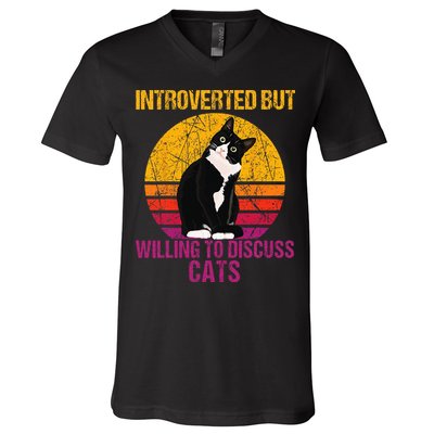 Introverted But Willing To Discuss Cats V-Neck T-Shirt