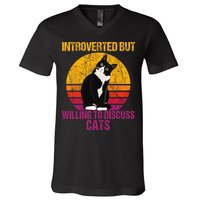 Introverted But Willing To Discuss Cats V-Neck T-Shirt
