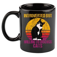 Introverted But Willing To Discuss Cats 11oz C Handle Ceramic Mug