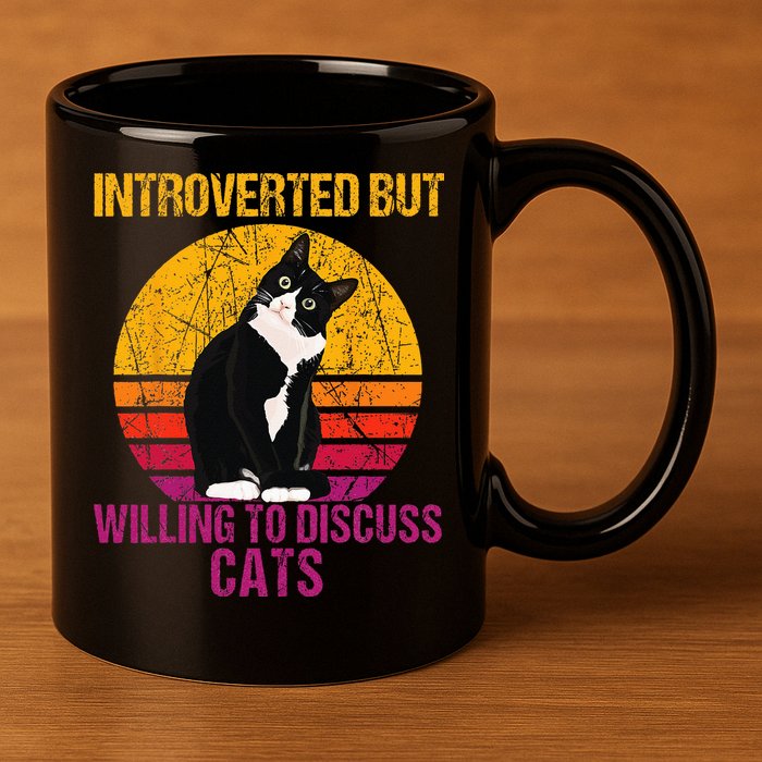 Introverted But Willing To Discuss Cats 11oz C Handle Ceramic Mug