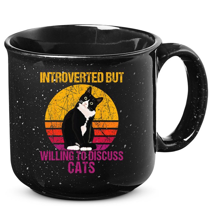 Introverted But Willing To Discuss Cats 15oz Campfire Ceramic Mug