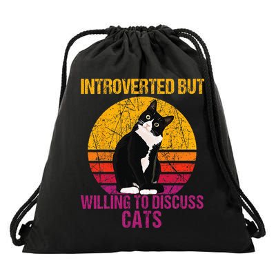 Introverted But Willing To Discuss Cats Drawstring Bag