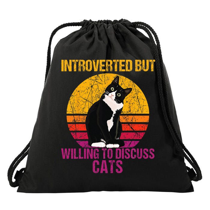 Introverted But Willing To Discuss Cats Drawstring Bag