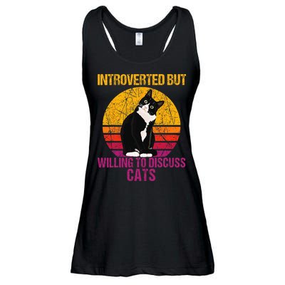 Introverted But Willing To Discuss Cats Ladies Essential Flowy Tank