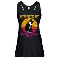 Introverted But Willing To Discuss Cats Ladies Essential Flowy Tank