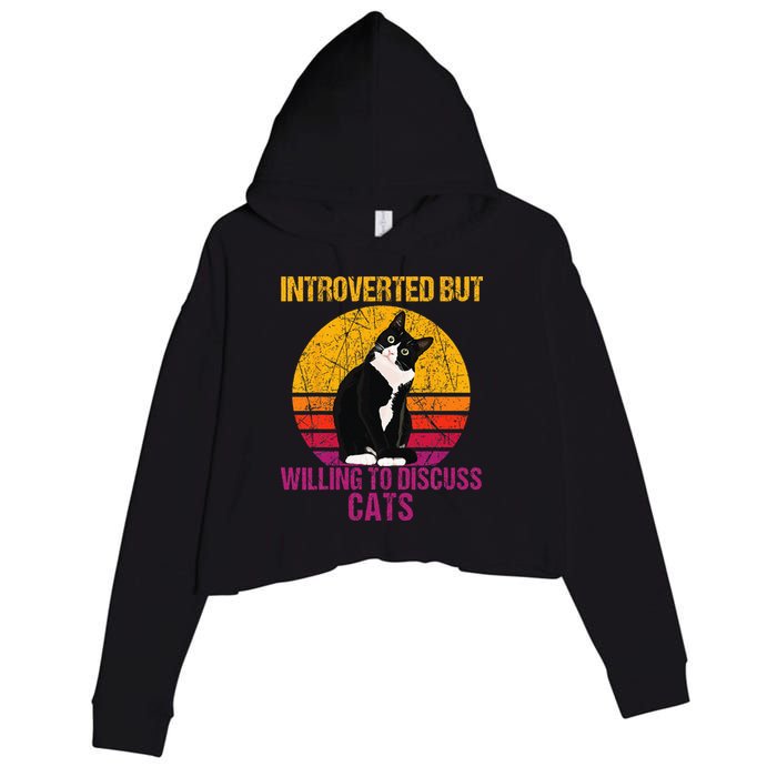 Introverted But Willing To Discuss Cats Crop Fleece Hoodie