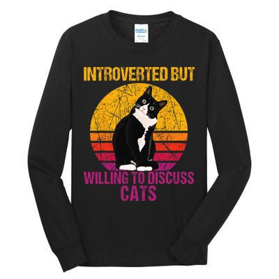 Introverted But Willing To Discuss Cats Tall Long Sleeve T-Shirt