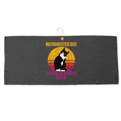 Introverted But Willing To Discuss Cats Large Microfiber Waffle Golf Towel
