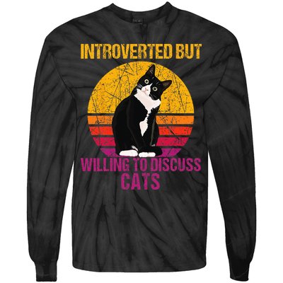 Introverted But Willing To Discuss Cats Tie-Dye Long Sleeve Shirt