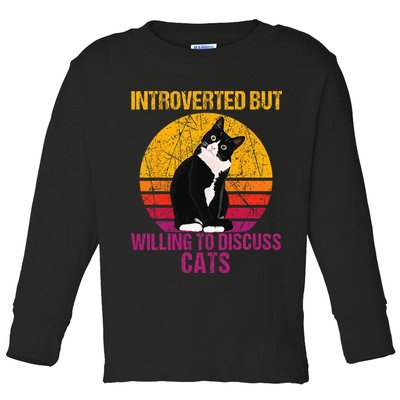 Introverted But Willing To Discuss Cats Toddler Long Sleeve Shirt