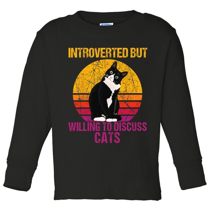 Introverted But Willing To Discuss Cats Toddler Long Sleeve Shirt