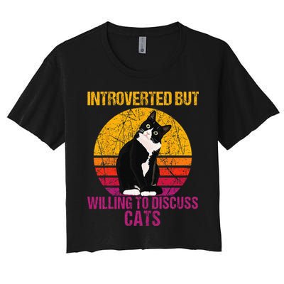 Introverted But Willing To Discuss Cats Crop Top