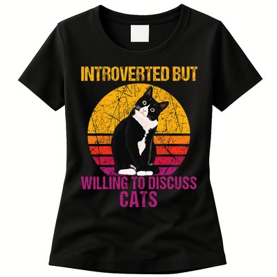 Introverted But Willing To Discuss Cats Womens T-Shirt