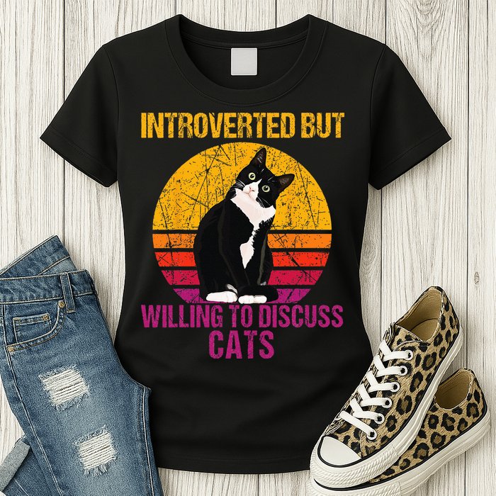 Introverted But Willing To Discuss Cats Womens T-Shirt