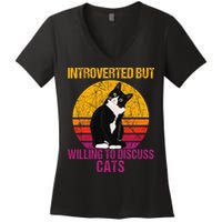 Introverted But Willing To Discuss Cats Women's V-Neck T-Shirt