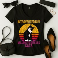 Introverted But Willing To Discuss Cats Women's V-Neck T-Shirt