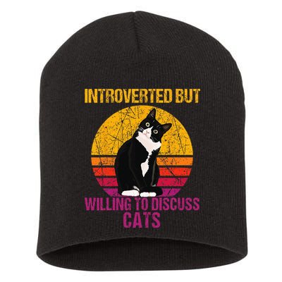 Introverted But Willing To Discuss Cats Short Acrylic Beanie