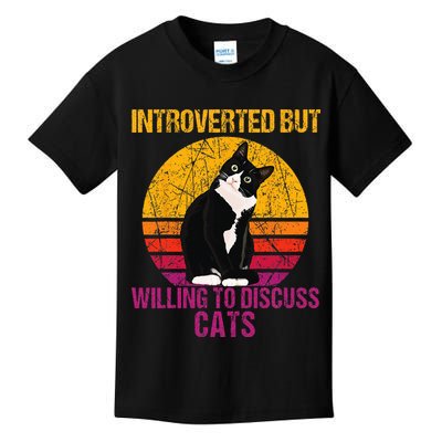 Introverted But Willing To Discuss Cats Kids T-Shirt