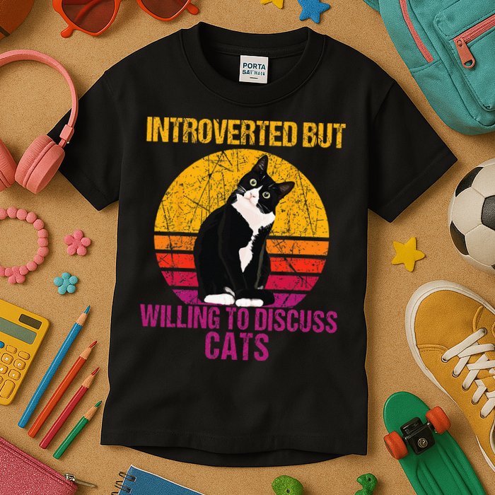 Introverted But Willing To Discuss Cats Kids T-Shirt