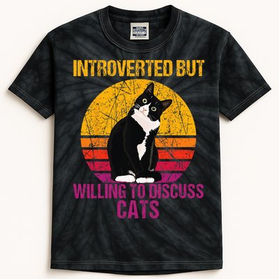 Introverted But Willing To Discuss Cats Kids Tie-Dye T-Shirt