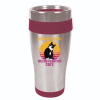 Introverted But Willing To Discuss Cats 16oz Travel Tumbler